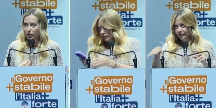 Meloni, la telefonata e il discorso interrotto a Bari: “È mia figlia, scusate…”